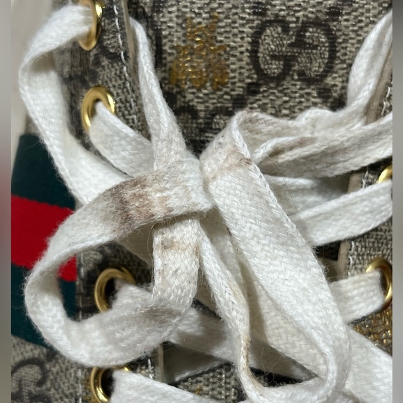 Gucci Ace GG Supreme "Bees" Low Top Sneakers Size 38/ US 8 - Picture 9 of 16